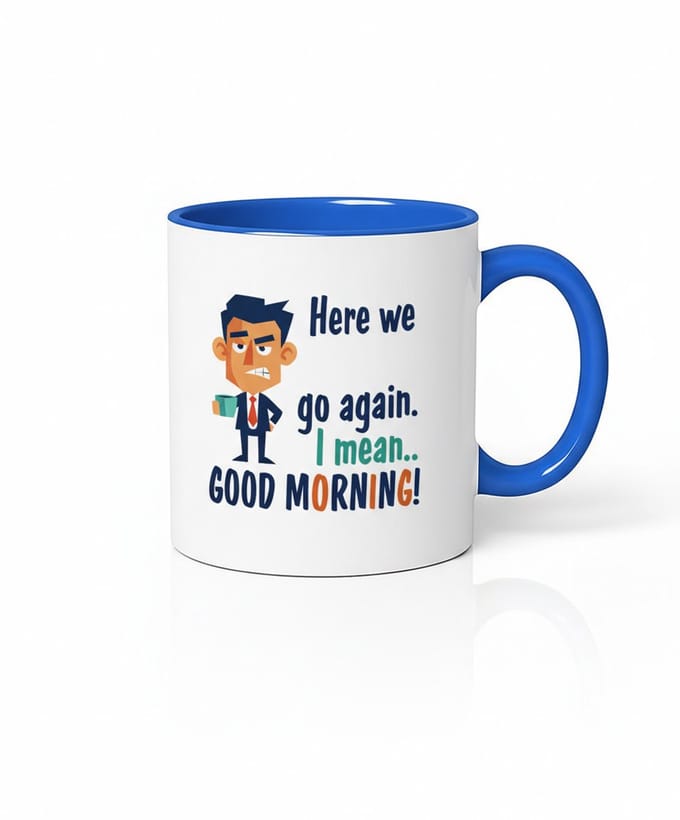 Koffiemok 'Here We Go Again' - Grappige Morning Mood Mok
