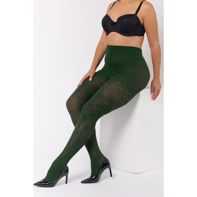 Yours Donkergroene Panty Met Lattice Patroon Size 62-64