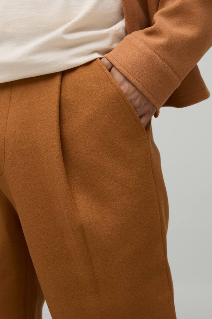 Straight Fit Brushed Trouser | Brown | Size Small