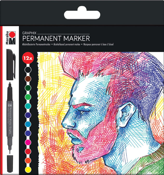 Marabu Graphix permanente marker Multi kleuren 12 stuk(s)