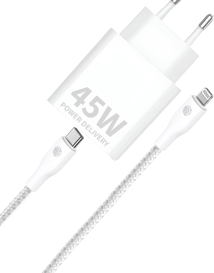 Snellader geschikt voor iPhone Oplader + Lightning naar usb-C Kabel 2 Meter - Wit