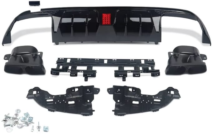 Diffuser Lip Notrix - Achterdiffuser Lip met Uitlaat Tips - Auto Accessoires - Voor Mercedes W205 C300/C63/C43 AMG (2015-2018)
