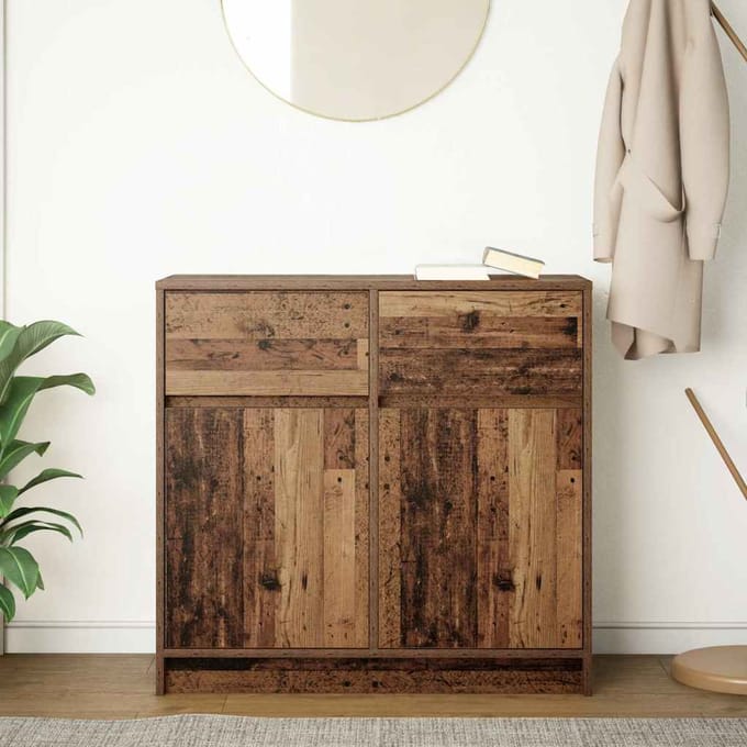 vidaXL - Dressoir - met - lade - 80x34x76 - cm - spaanplaat - oud - hout