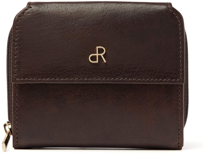 Damesportemonnee Leer Compact met Rits & Overslag | 8 Pasjesvakken, Muntgeldvak & RFID | dR Amsterdam | 28179