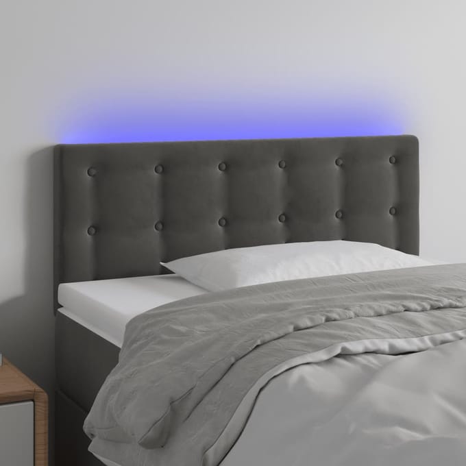 vidaXL - Hoofdbord - LED - 90x5x78/88 - cm - fluweel - donkergrijs