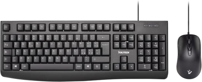 Ergonomisch USB-toetsenbord en Muis Set met Numeriek Blok en Stille Toetsen