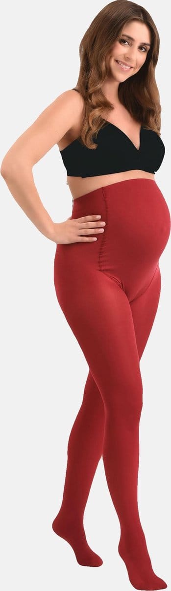 MAMSY Comfortabele Opaque Zwangerschapspanty 60den Rood S