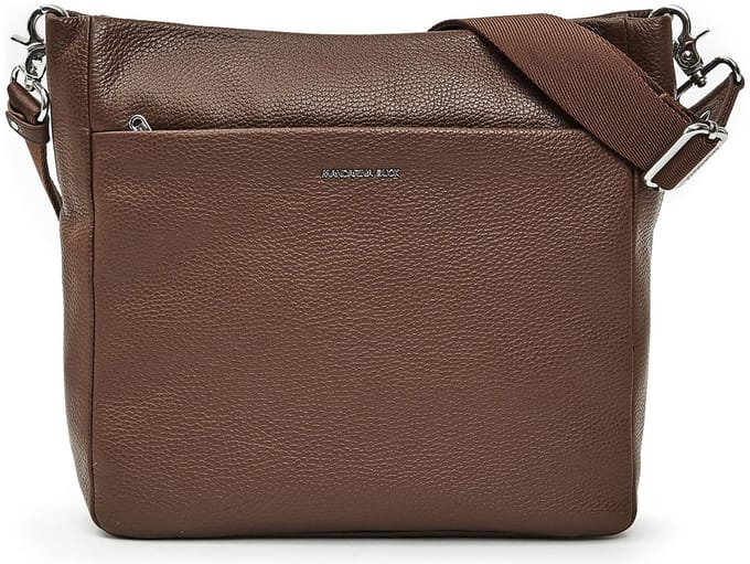 MANDARINA DUCK Leren schoudertas Mellow Leather Crossover Bag Milk Chocolate donkerbruin