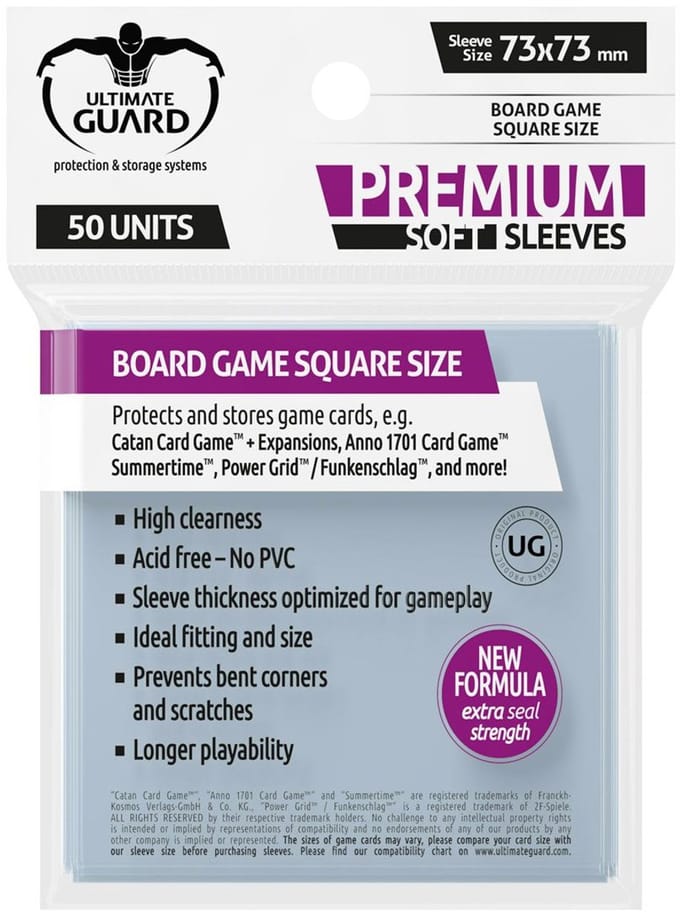 Ultimate Guard Ultimate Guard Board Game Sleeves (50) - Square Card Sleeves for Board Game Cards