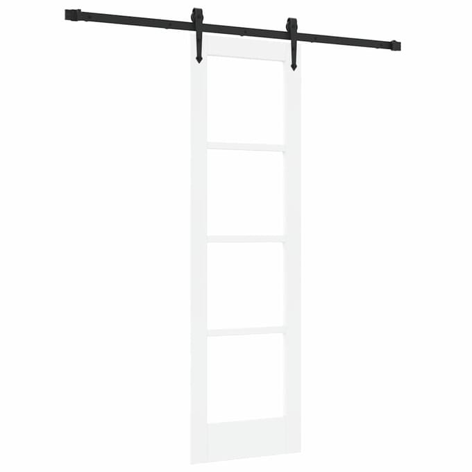 vidaXL - Schuifdeur - 61 - x - 198,5 - cm - Massief - grenenhout - en - glas - Wit
