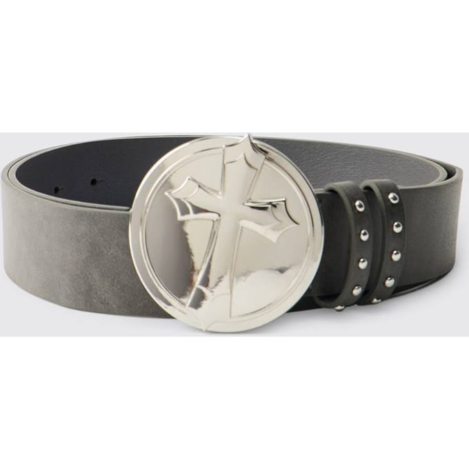PU Vervaagde Kruis Gesp Riem | Black | Size XL