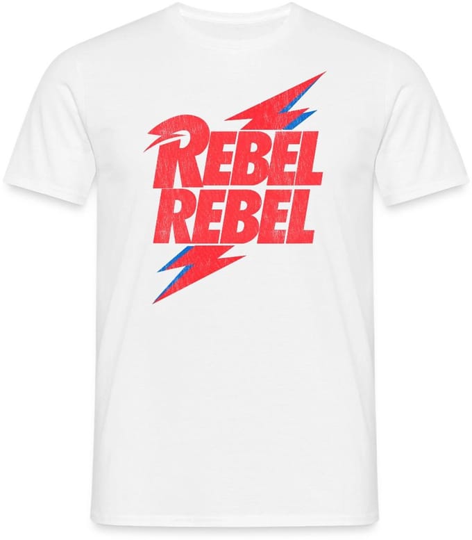 David Bowie Rebel Rebel Met Bliksem T-Shirt Heren