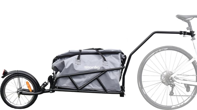 Eenwielige fietskar met tas en schokdemper