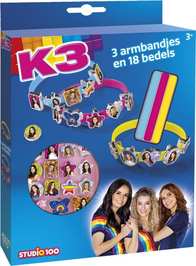 K3 Armbandjes Set – 18 Bedels & 3 Armbandjes – Kinder Sieraden Set