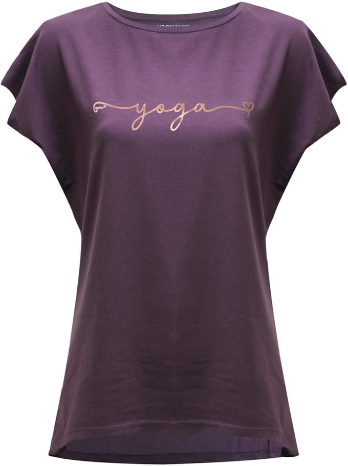 Yoga-T-Shirt Batwing „yoga“ - berry/copper