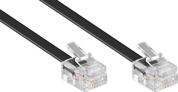 RJ11 - RJ11 telefoonkabel / zwart - 10 meter
