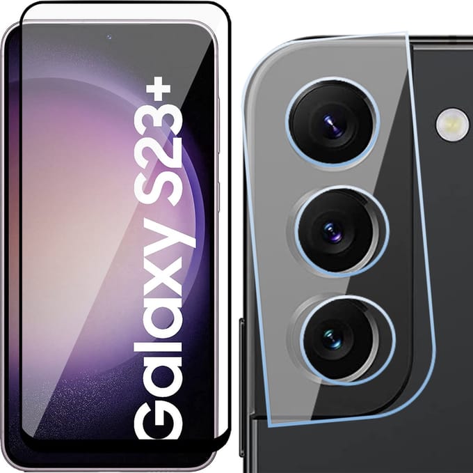 Screenprotector geschikt voor Samsung Galaxy S23 Plus & Camera Lens Protector - Gehard Glas Screen Protector FullGuard
