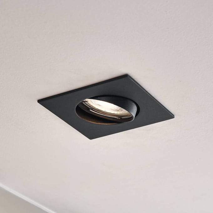 PRIOS inbouwlamp Fibur, zwart, 9 cm, GU10