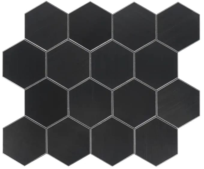 Zelfklevende Mozaïek Steenstrip Hexagon Geborsteld Mat Zwart