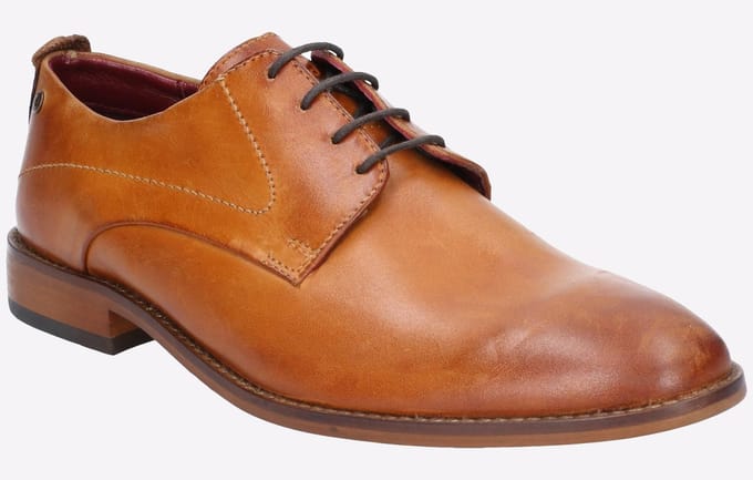 Base London Script Washed Leren Heren Tan Oxford Schoenen