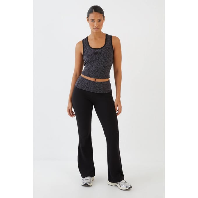 Dames Dsgn Studio Leopard Omslag Flared Legging | Zwart | Maat: Medium