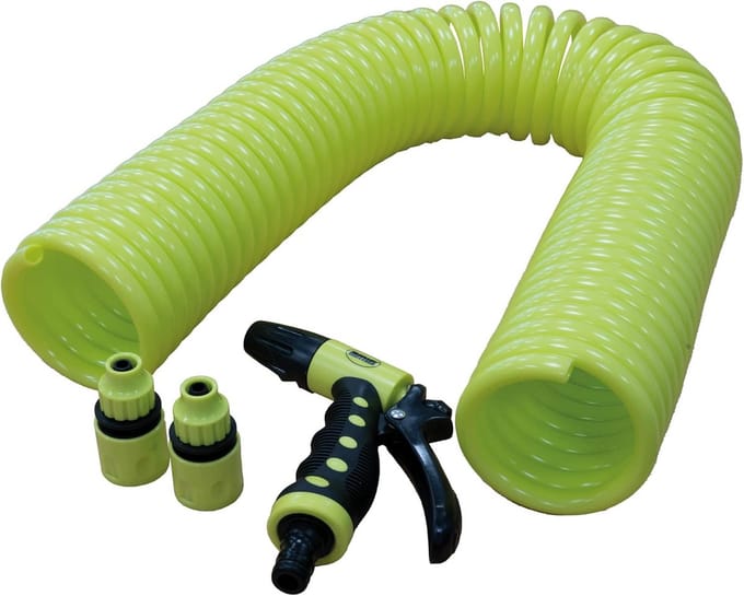 Flexibele Spiraalslang 15 meter met Sproeipistool en Koppelingen