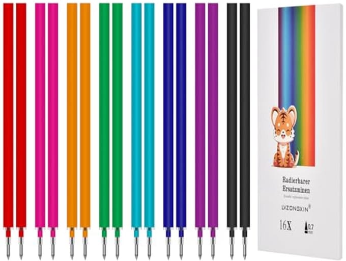 24 Erasable Rollerball Refills - 0.7mm Ink, Mint Colors, Compatible with Various Brands