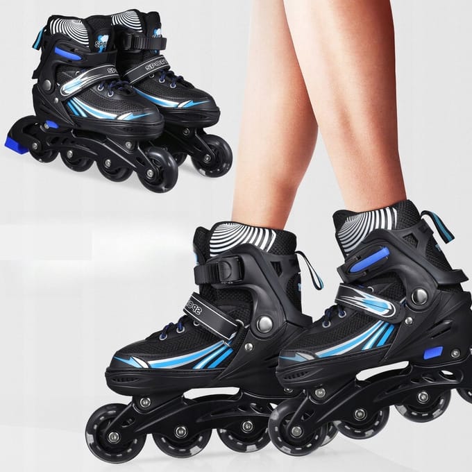 ADULT INLINE SKATES WITH STORAGE BAG SIZE S BLUE FOR MEN AND WOMEN