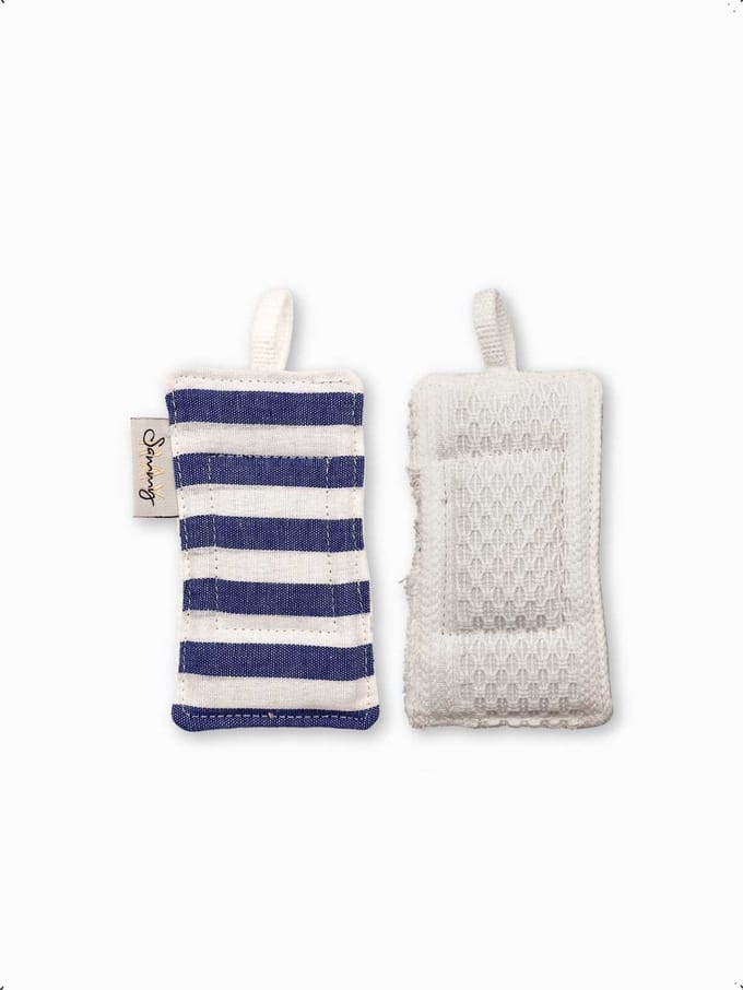 Zero waste - Herbruikbare spons - Afwasspons - Duurzaam cadeau - Blauw wit gestreept