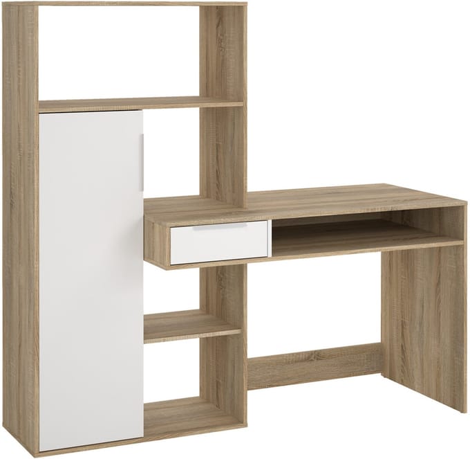 Giga Living Bureau Function Plus - Wit/Naturel - 160x60x155cm