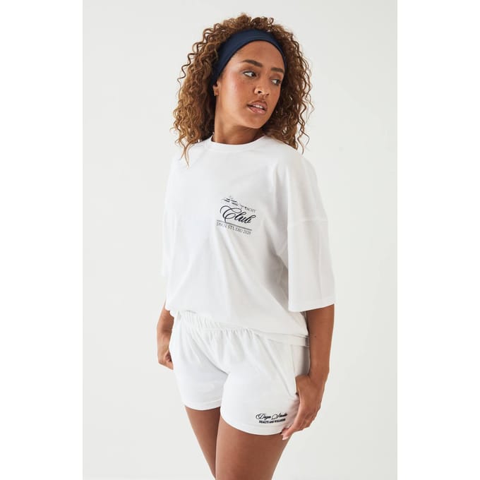 Dames Dsgn Studio Yacht Club Geborduurd Oversized T-shirt | White | Maat: Small