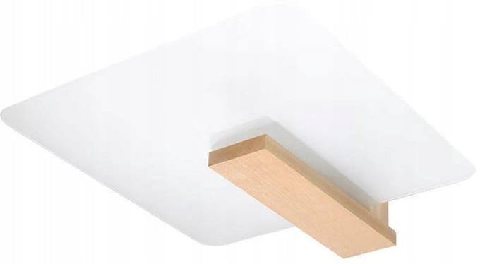 Plafondlamp LAPPO met houten frame en matglazen kap - Sollux Lighting - IP20 - Natuurlijk hout hout/glas behuizing - 40 x 14 x 47.5 cm - 2 x E27 LED, exclusief lichtbron - 2 x 15 W - Scandinavische plafondlamp voor woonkamer, slaapkamer en eetkamer