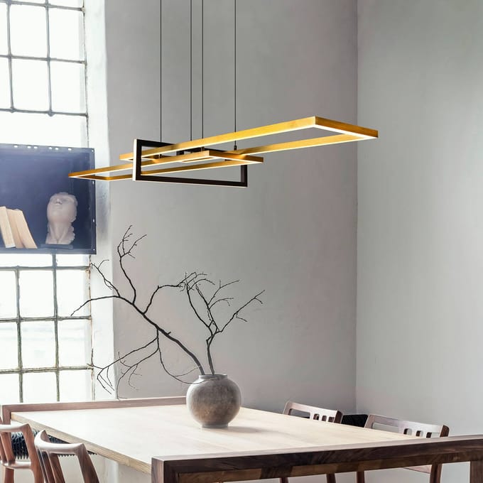 Trio Lighting Hanglamp Salinas, messingkleurig, metaal, 110 cm lang