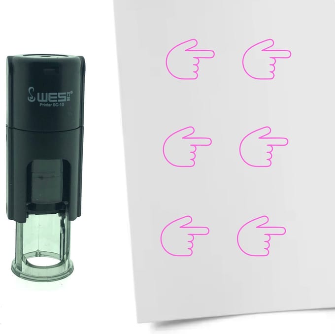 CombiCraft Stempel wijzen naar rechts 10mm rond - Roze inkt