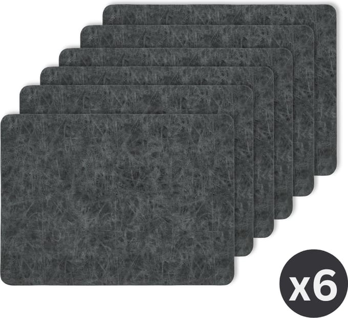 Placemat TRUMAN rechthoekig, SET/6, 33x45 cm, dubbelzijdig, zwart