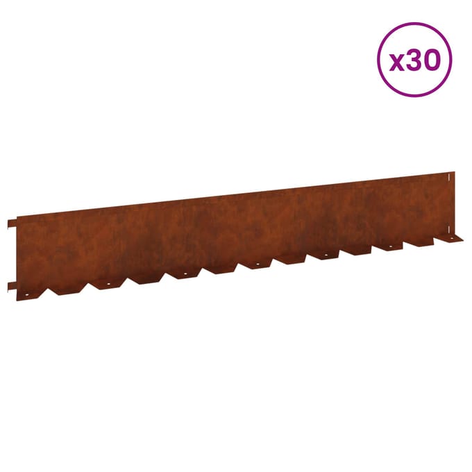 vidaXL - Gazonrand - 30 - st - 102 - x - 15 - x - 4 - cm - Staal - Roestig