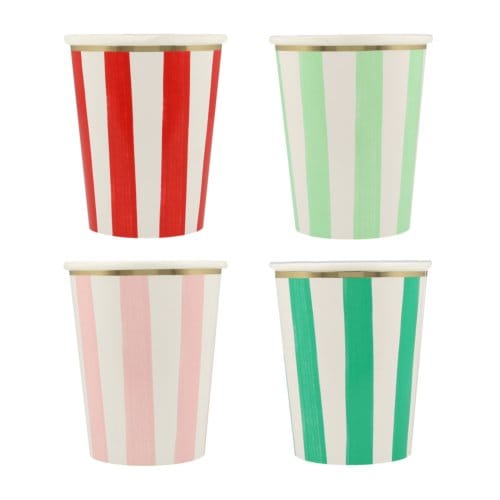 Meri meri kerst - bekertjes papier stripes à 8 stuks