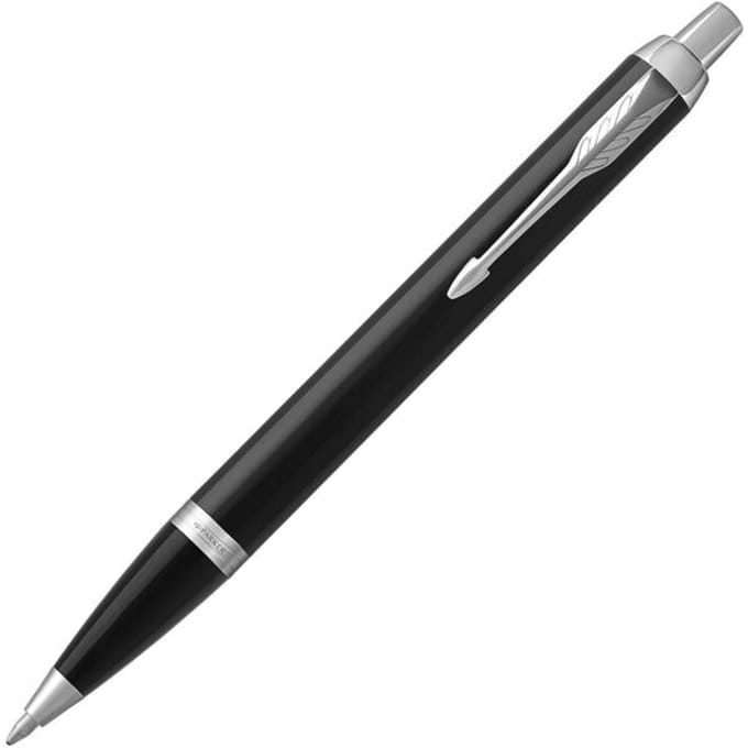 Parker IM Ballpoint Pen | Zwart Lacquer with Chroom Trim | Gemiddeld Point Blauw Inkt | Gift Box
