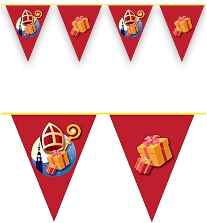 Vlaggenlijn - 2x - Sinterklaas print - 10 meter - Sint versiering - Sinterklaasversiering - slinger