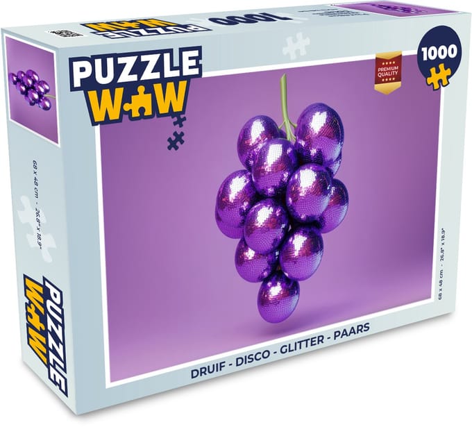 Puzzel Druif - Disco - Glitter - Paars - Legpuzzel - Puzzel 1000 stukjes volwassenen