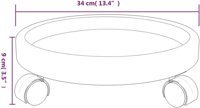 Planttrolleys met wielen Ø34 cm - Set van 2 - 35 kg