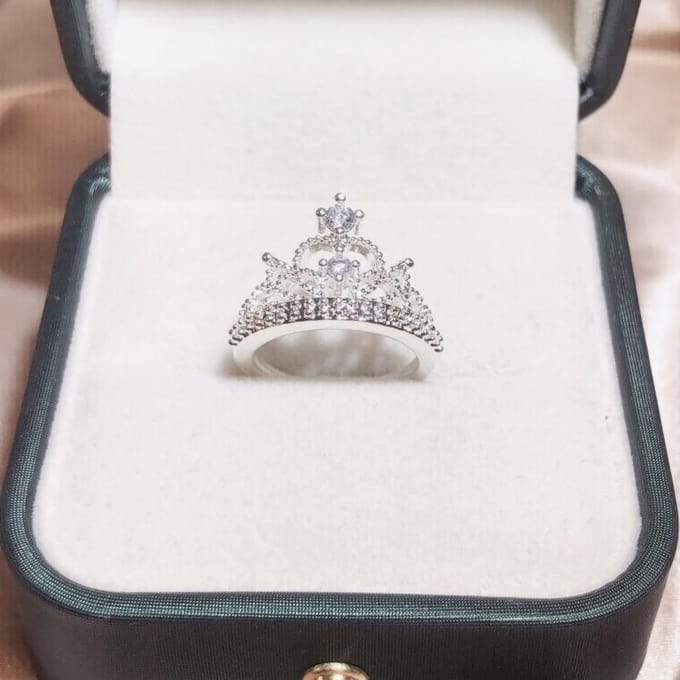 Boutique Luxe Micro Set Zirkonia Kroonring Gepersonaliseerde Ring NO.10 gray