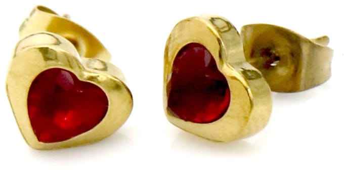 Oorbellen hart kristal studs - RVS - 8 mm – valentijn – cadeau