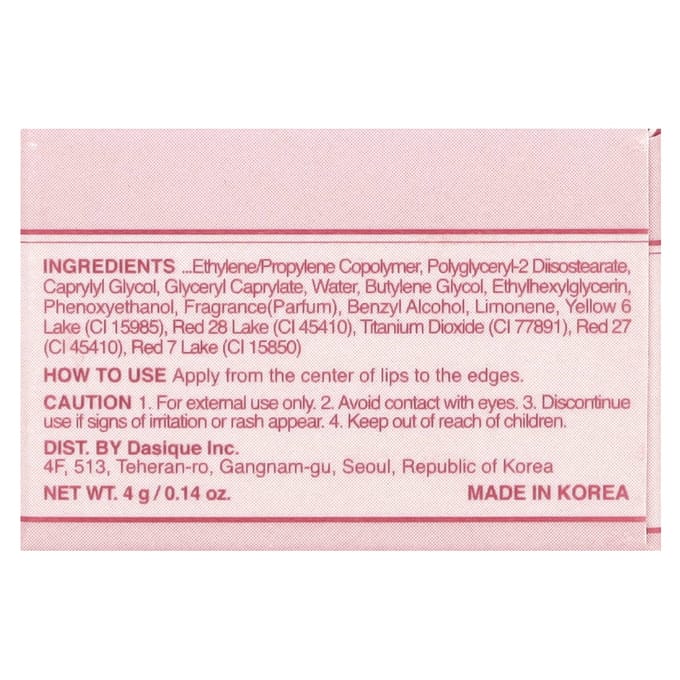 Dasique, Fruity Lip Jam, 04 Apple Jam, 4g (0.14oz) red