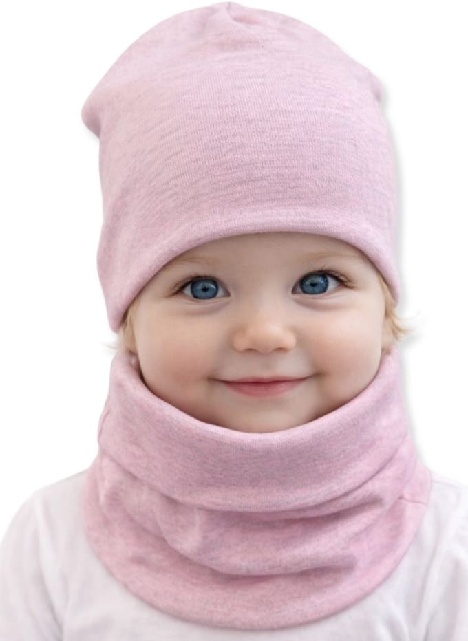 Dartomik - Baby Set - Hoed en Kol - Roze Melange - Oeko-Tex