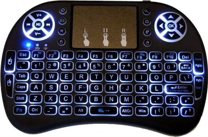 Type i8 keyboard met Backlight Draadloos mini multimedia toetsenbord met touchpad + oplaadbare accu