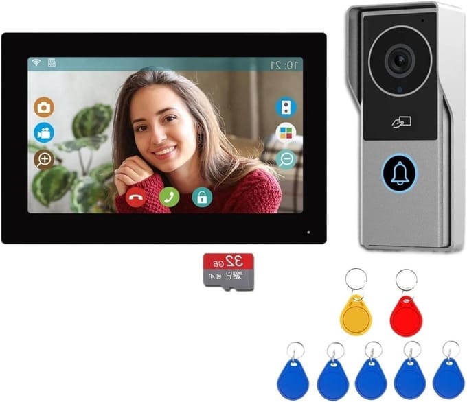 Videodeurbel Systeem - Slimme Intercom - Veilige Toegang - 7 Inch Touchscreen - 1080P Camera - Zilver