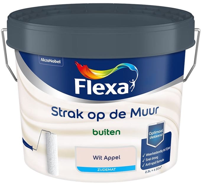 Flexa - Strak Op De Muur Buiten Zijdemat - Wit Appel - Mengverf - 2,5 L