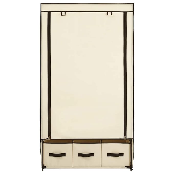 vidaXL - Kledingkast - 87x49x159 - cm - stof - crème