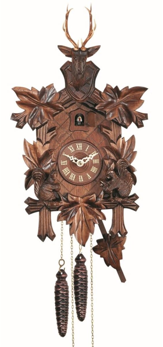 Engstler - 533_Q - Koekoeksklok - Kwarts - Notenhout - 38 cm